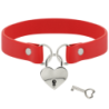 COQUETTE - CHIC DESIRE COLLAR CUERO VEGANO ROJO ACCESORIO CORAZÓN CON LLAVE