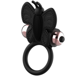 COQUETTE TOYS - COCK RING BUTTERFLY ANILLO VIBRADOR NEGRO / GOLD