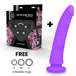 DELTA CLUB - TOYS ARNES + DILDO LILA SILICONA MEDICA 23 X 4.5 CM