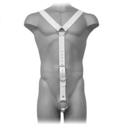 LEATHER BODY - HARNESS MEN BLANCO