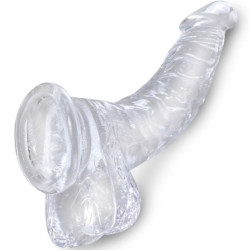 KING COCK - CLEAR PENE REALISTICO CURVADO CON TESTICULOS 16.5 CM TRANSPARENTE