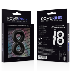 POWERING - SUPER FLEXIBLE Y RESISTENTE ANILLO PENE Y TESTICULOS  PR12  NEGRO