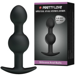 PRETTY LOVE - BOLAS ANALES SILICONA ESTIMULACION ESPECIAL 10.3 CM NEGRO