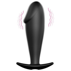 PRETTY LOVE - PLUG ANAL SILICONA FORMA PENE Y 12 MODOS VIBRACION NEGRO