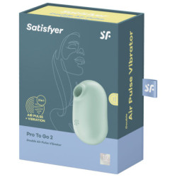 SATISFYER - PRO TO GO 2 ESTIMULADOR Y VIBRADOR DOBLE VERDE