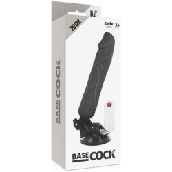 BASECOCK - VIBRADOR REALISTICO CONTROL REMOTO NEGRO 20 CM