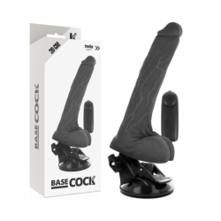 BASECOCK - VIBRADOR REALISTICO CONTROL REMOTO NEGRO CON TESTICULOS 20 CM