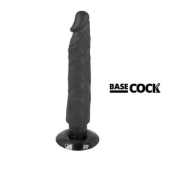 BASECOCK - VIBRADOR REALISTICO 2-1 NATURAL NEGRO 20 CM